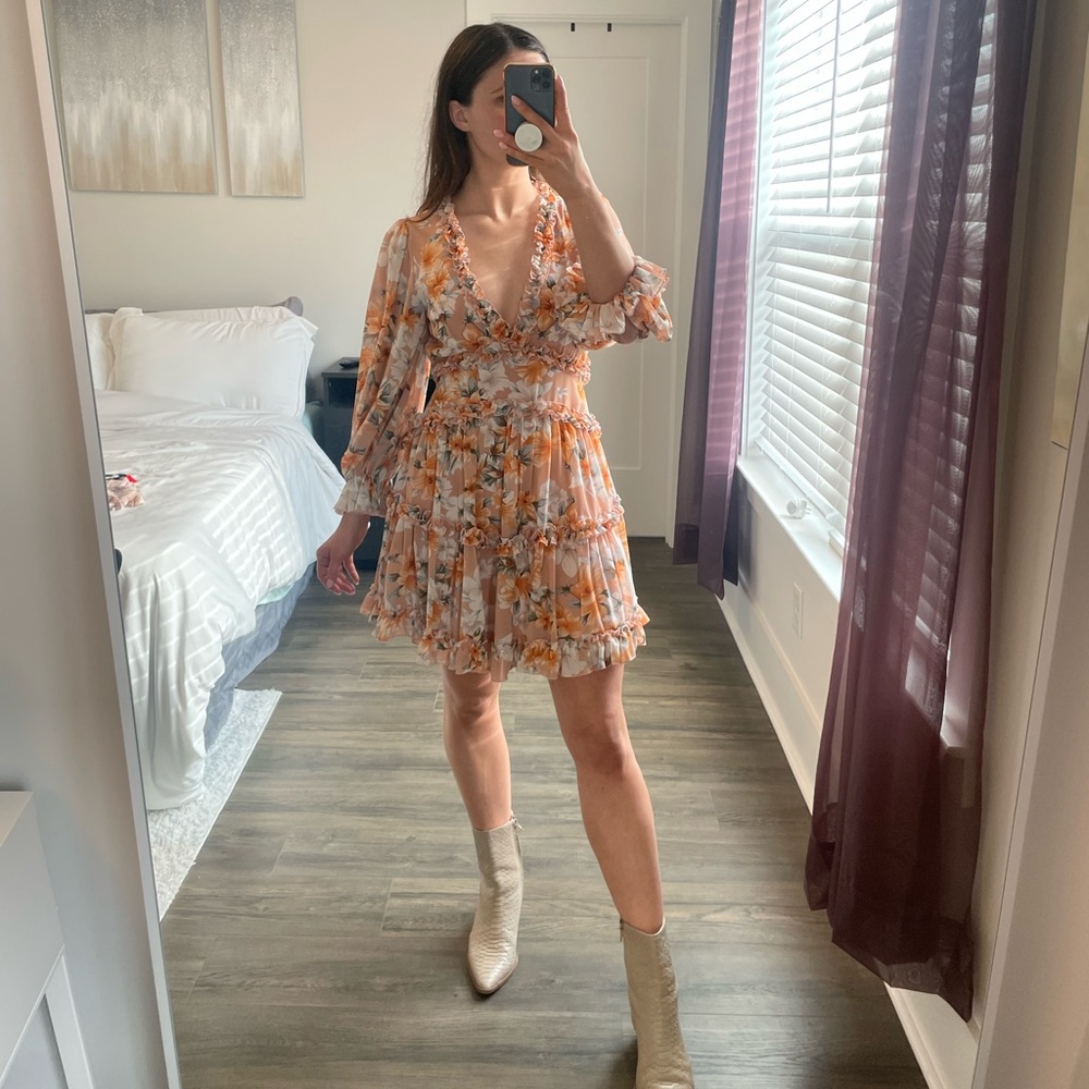 NWT Selfie Leslie | Orange Floral Mini Dress